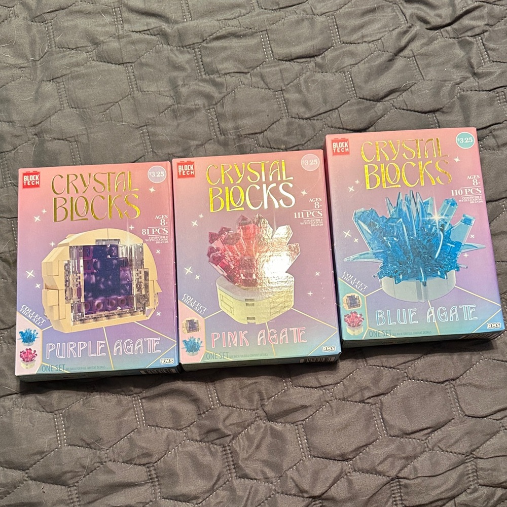 Crystal Blocks Set - Purple, Pink, Blue